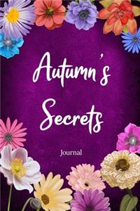 Autumn's Secrets Journal: Custom Personalized Gift for Autumn, Floral Pink Lined Notebook Journal to Write in with Colorful Flowers on Cover.