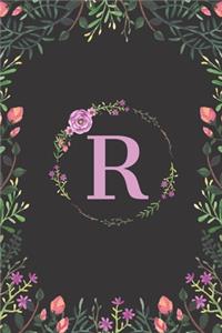 Floral Monogram Letter R Journal: Lined 6x9 inch Soft Cover Notebook