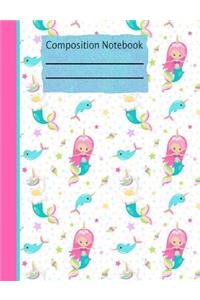 Mermaid Unicorn Composition Notebook - Wide Ruled