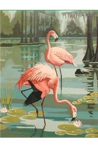 Composition Book: : Retro Pink Flamingo Vintage Paint-By-Number Cover, with Mid Century Modern Motif MCM, College Ruled Paper, 150 Blank Lined Sheets, 9-3/4 X 7-1/2.