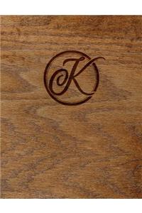 Wood Burned Monogram Creative Journal - K