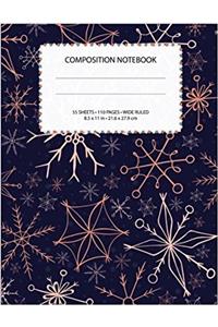 110 Pages Snowflakes Composition Book: Christmas Themed Wide Ruled, 55 Sheets / 110 Pages, 8.5 X 11 for School,personal or Office Use