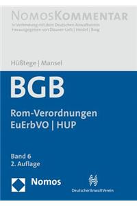 Burgerliches Gesetzbuch: Rom-Verordnungen Zum Internationalen Privatrecht