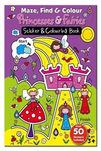 Maze, Find & Colour Princesses & Fairies