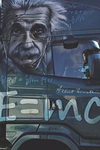 Albert Einstein Paintjob on a Truck - Blank Lined Notebook