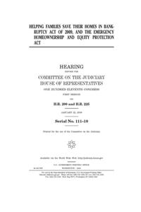 Helping Families Save Their Homes in Bankruptcy Act of 2009 and the Emergency Homeownership and Equity Protection Act