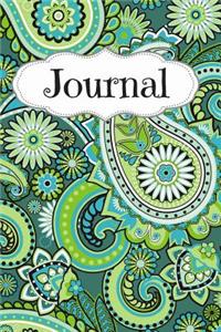 Green Floral Paisley Journal