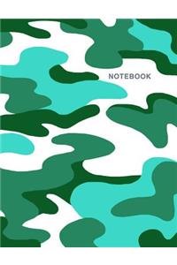 Notebook: Composition Book, Journal (8.5 X 11 Inches, 120 Pages, Lined Paper) Camouflage Design-Green
