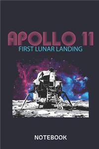 Apollo 11 First Lunar Landing Notebook: Large 6x9 Classic 110 Dot Grid Pages Notebook for Notes, Lists, Musings, Bullet Journaling, Calligraphy and Hand Lettering or School.