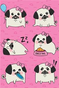 Journal Notebook For Dog Lovers Pug Life - Pink