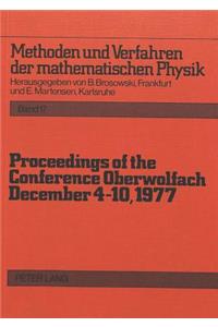 Proceedings of the Conference Oberwolfach: December 4-10, 1977