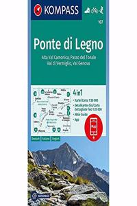 Ponte di Legno 1:50 000: 4 in1 Wanderkarte 1:50 000 mit Aktiv Guide und Detailkarten inklusive Karte zur offline Verwendung in der KOMPASS-App. Fahrradfahren. Skitouren