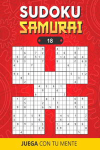 Sudoku Samurai 18: Collection de 100 Sudokus Samouraï pour Adultes Facile et Difficile Idéal pour augmenter la mémoire et la logique 1 Grille par page Avec solutions