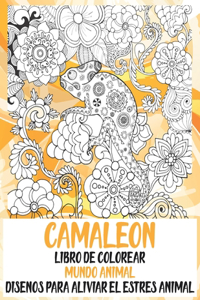 Libro de colorear - Diseños para aliviar el estrés Animal - Mundo animal - Camaleón