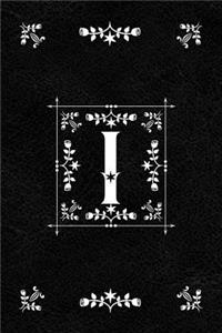 Scandinavian Design Floral Monogram Daily Journal Notebook - Letter I