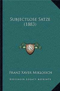 Subjectlose Satze (1883)