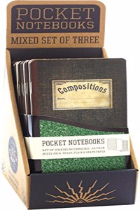 Vintage Composition 3Pack of Memo Notebooks with Vintage Co Mposition Book Designs - Counter Display with 6 Pieces Total.