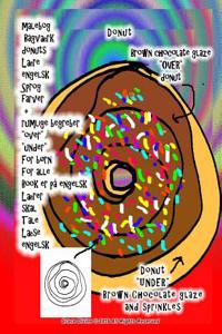 malebog Bagværk donuts Lære engelsk Sprog farver + rumlige begreber 