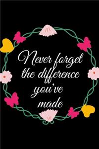 Never forget the difference you've made journal notebook