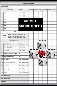 Kismet Score Sheets