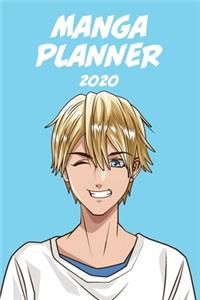 Manga planner 2020 [blond hair boy ] light blue background] [weekly] [6x9]
