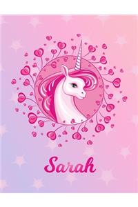 Sarah: Unicorn Sheet Music Note Manuscript Notebook Paper - Magical Horse Personalized Letter S Initial Custom First Name Cover - Musician Composer Instrum