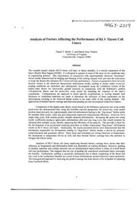 Analysis of Factors Affecting the Performance of Rlv Thrust Cell Liners