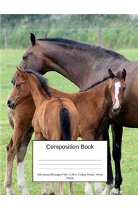 Composition Book 100 Sheets/200 Pages/7.44 X 9.69 In. College Ruled/ Horse Family