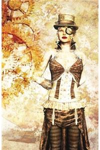 Vintage Steampunk Woman and Gears Journal Notebook: Narrow Ruled