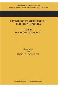 Historisches Ortslexikon Für Brandenburg, Teil IX, Beeskow-Storkow