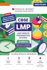 Oswaal CBSE LMP Last Minute Preparation System Class 10 (English Language & Literature, Science, Mathematics Standard & Social Science) With Board Additional Practice Questions | Last 30 Days Revision Book For 2024 Board Exams