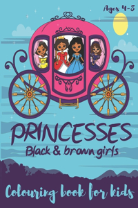 Princesses Black & Brown Girls Colouring Book for kids ages 4-8