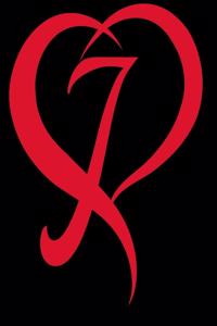 Monogram Initial LetterJ Adorable Heart Red and Black