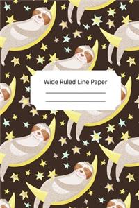 Cute Sleep Sloth Theme Wide Ruled Line Paper