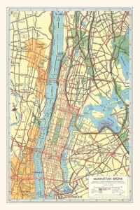 Vintage Journal Map of Manhattan and Bronx, New York