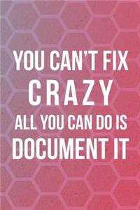 You Can't Fix Crazy All you Can do is Document It