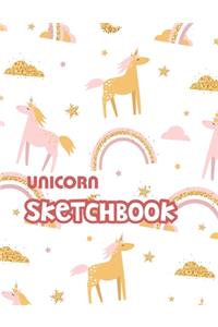 Unicorn Sketchbook: Cute Unicorn Kawaii Sketchbook for Girls with 100+ Pages of 8.5"x11" Blank Paper for Drawing, Doodling or Learning to Draw