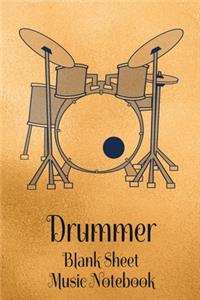 Drummer Blank Sheet Music Notebook