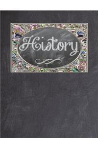 Notebook: Chalkboard History Design Cover - Blank Journal / Sketch / Drawing Book - 8.5 X 11 Paper - Unlined Notebook / Journal - 100 Pages