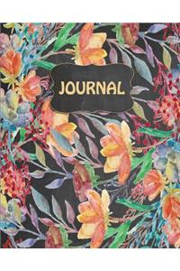Chalkboard Bullet Dot Grid Journal - Watercolor Flowers (Mustard)