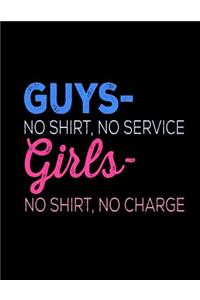 Guys-No Shirt, No Service Girls-No Shirt, No Charge