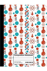 Science Lab DNA Atoms Beakers Molecules Composition Notebook