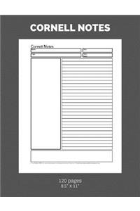 Cornell Notes: 120 Pages Cornell Style Paper Composition Lined Notebook for School