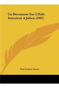 Un Document Sur L'Edit Anterieur a Julien (1907)