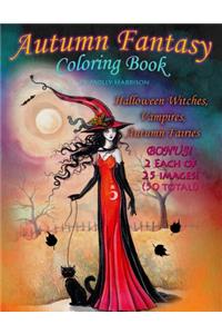 Autumn Fantasy Coloring Book - Halloween Witches, Vampires and Autumn Fairies