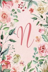 2020 Weekly Planner - Letter N - Pink Green Floral Design