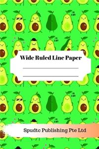 Cute Avocado Theme Wide Ruled Line Paper