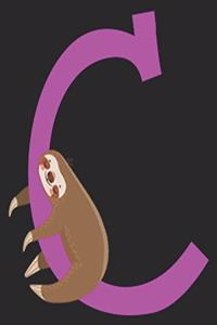 C: Cute Sloth Initial Letter First Name Purple Girl Composition Notebook 100 College Ruled Pages Journal Diary