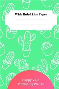 Cute Cactus Theme Wide Ruled Line Paper