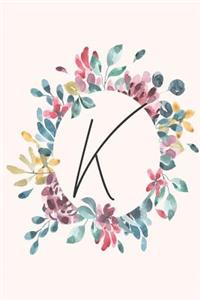 K: Personalized Notebook Journal for florists, wedding planner, bride's maid gift, wedding decorators with floral cover college lined